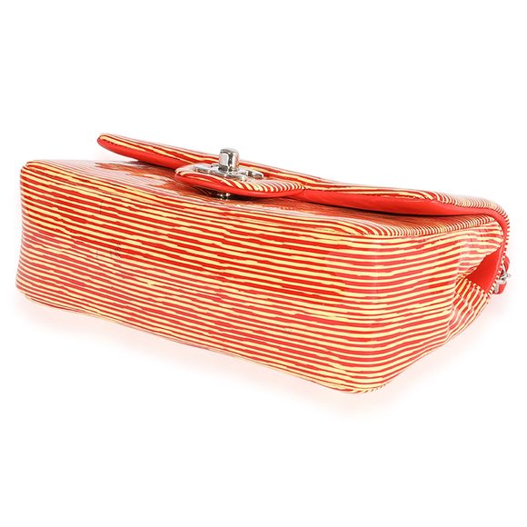 Chanel Red Striped Patent Mini Rectangular Classic Flap Bag - Picture 6 of 7